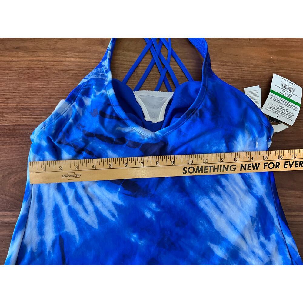 ☀️24th & Ocean Blue Tie Dye Strappy Tankini Swim Top Large NWT - Picture 6 of 7
